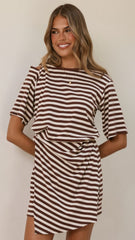 Adelia Mini Dress - Chocolate Stripe