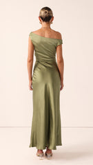 Auria Off Shoulder Maxi Dress - Olive