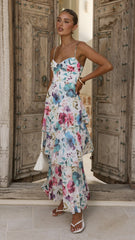 Ami Maxi Dress - Blue/Pink Floral