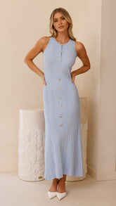 Aylah Knit Midi Dress - Blue