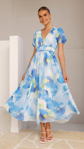 Amberose Maxi Dress - Blue/Green