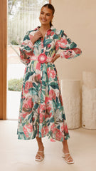 Aida Long Sleeve Maxi Dress - Spritz Pink