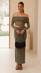 Blaire Off The Shoulder Maxi Dress - Olive