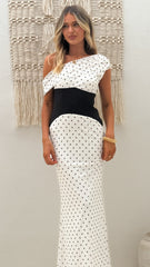 Bonnie Maxi Dress - Brown Polka