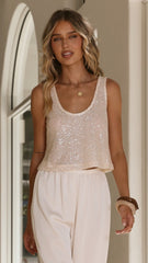 Alix Sequin Top - Champagne