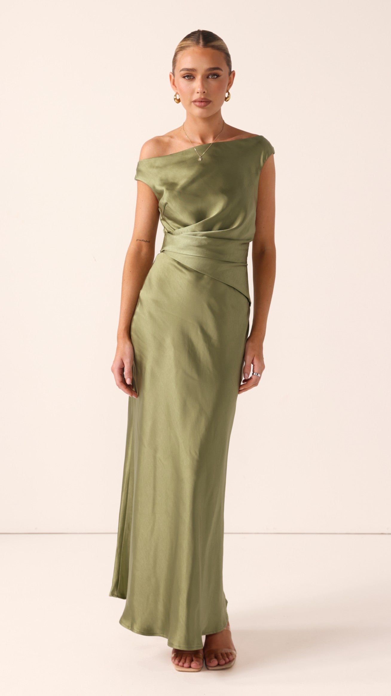 Auria Off Shoulder Maxi Dress - Olive
