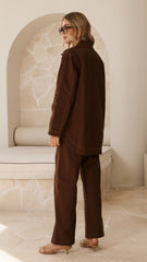 Amy Long Sleeve Top - Chocolate Denim