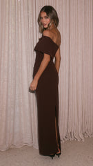 Astra One Shoulder Maxi Dress - Chocolate