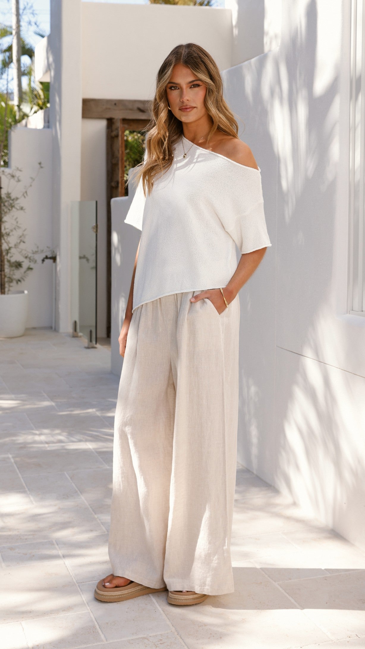 Blair Off Shoulder Tee - White