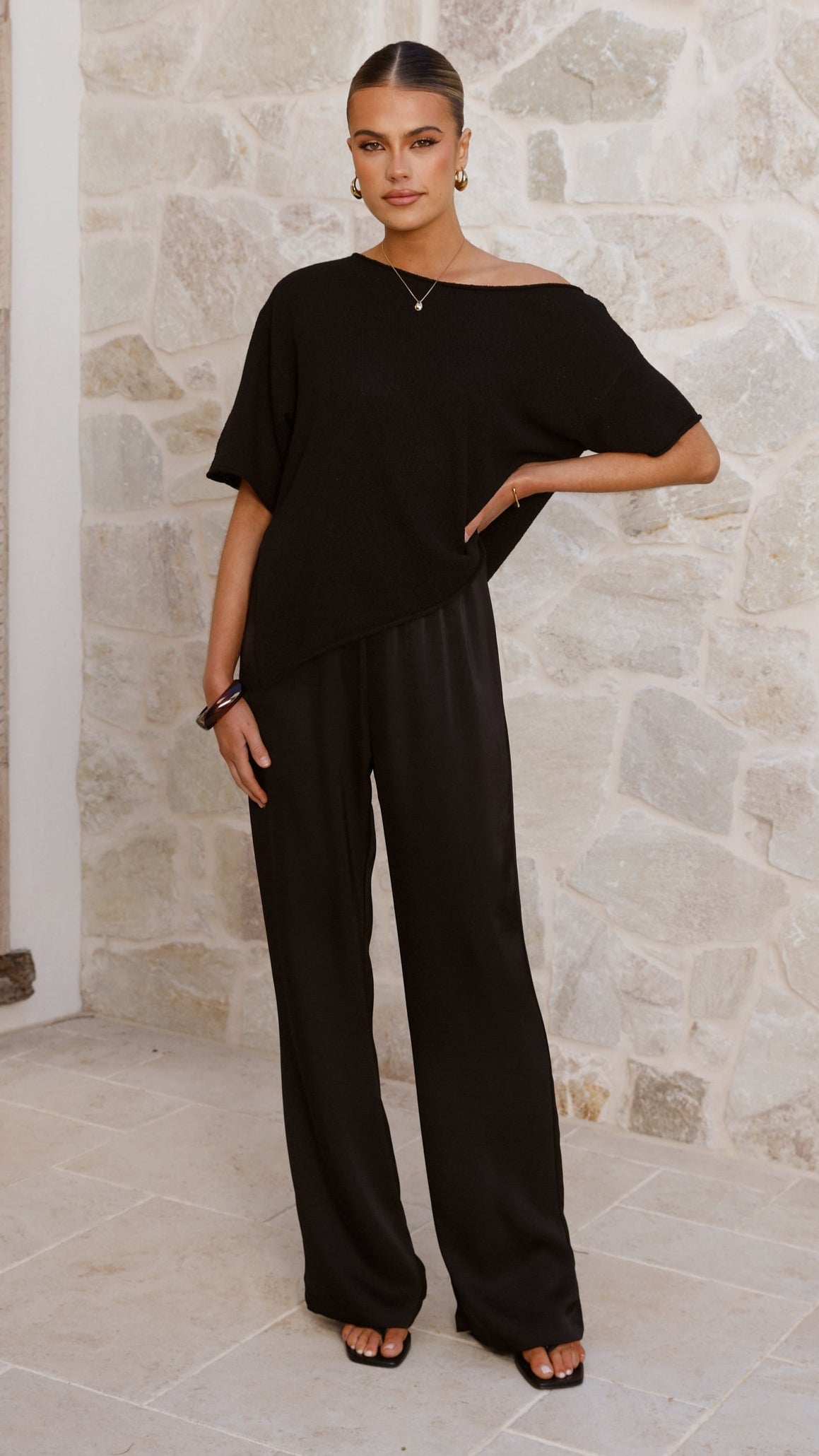 Blair Off Shoulder Tee - Black