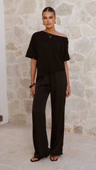Blair Off Shoulder Tee - Black