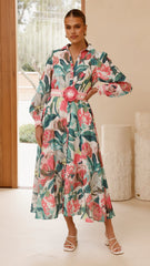 Aida Long Sleeve Maxi Dress - Spritz Pink
