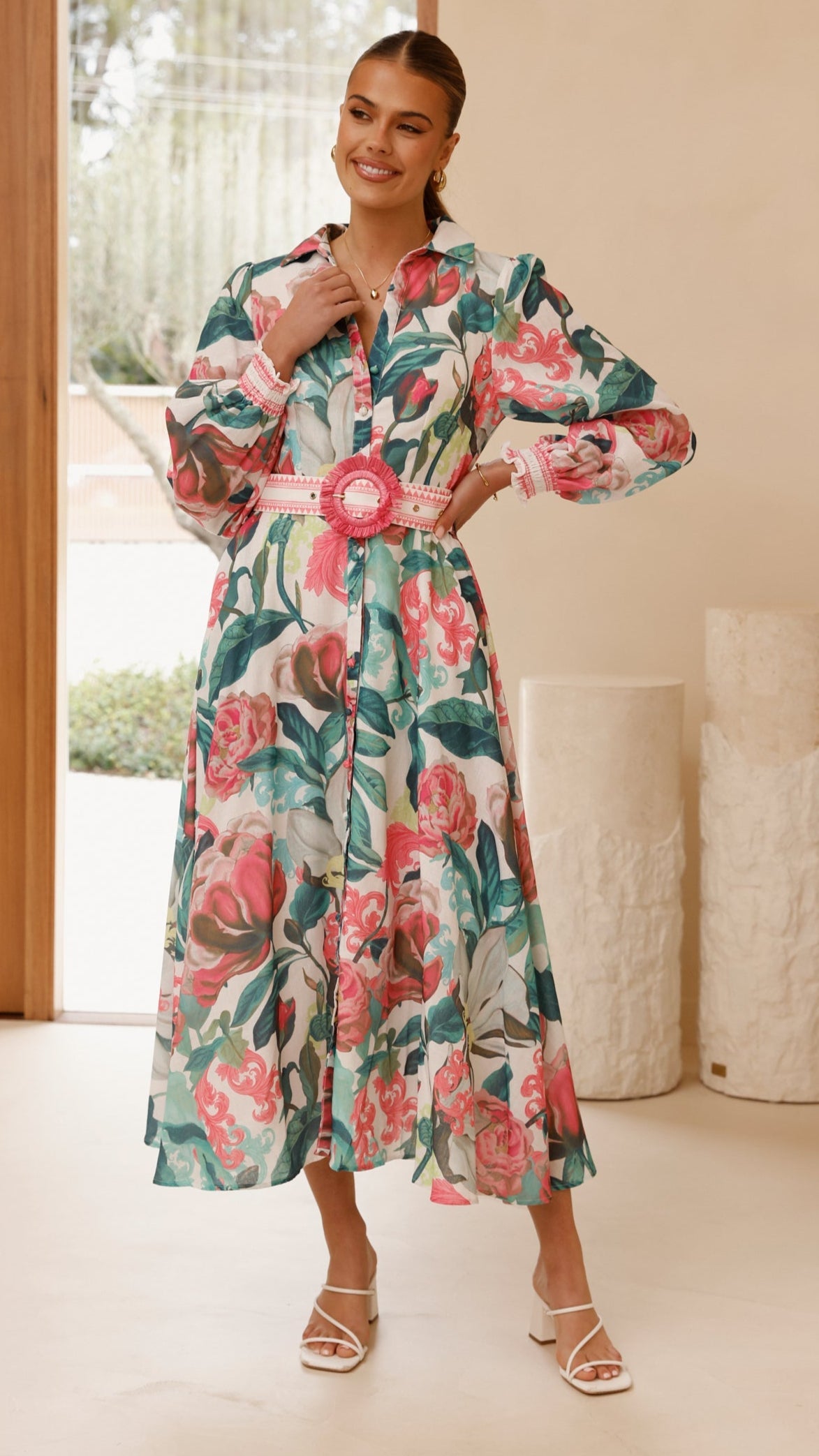 Aida Long Sleeve Maxi Dress - Spritz Pink
