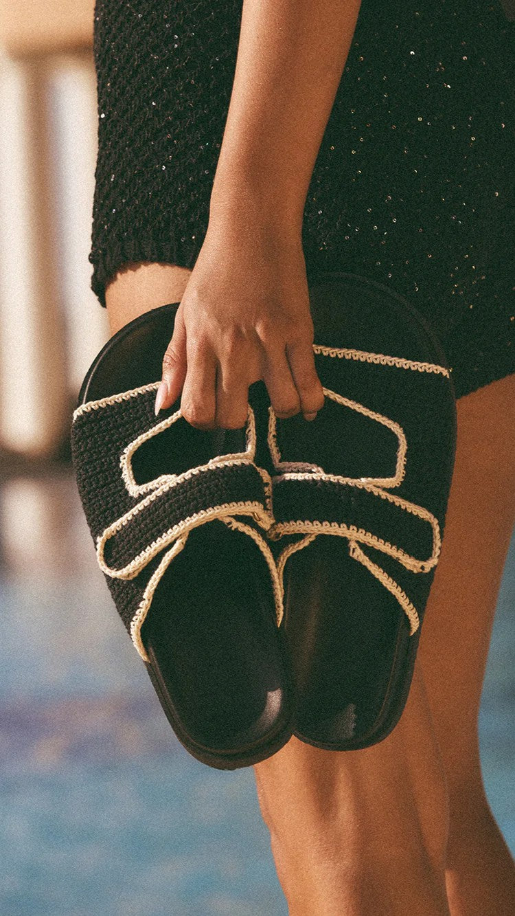 Abbot Sandals - Black / White Contrast