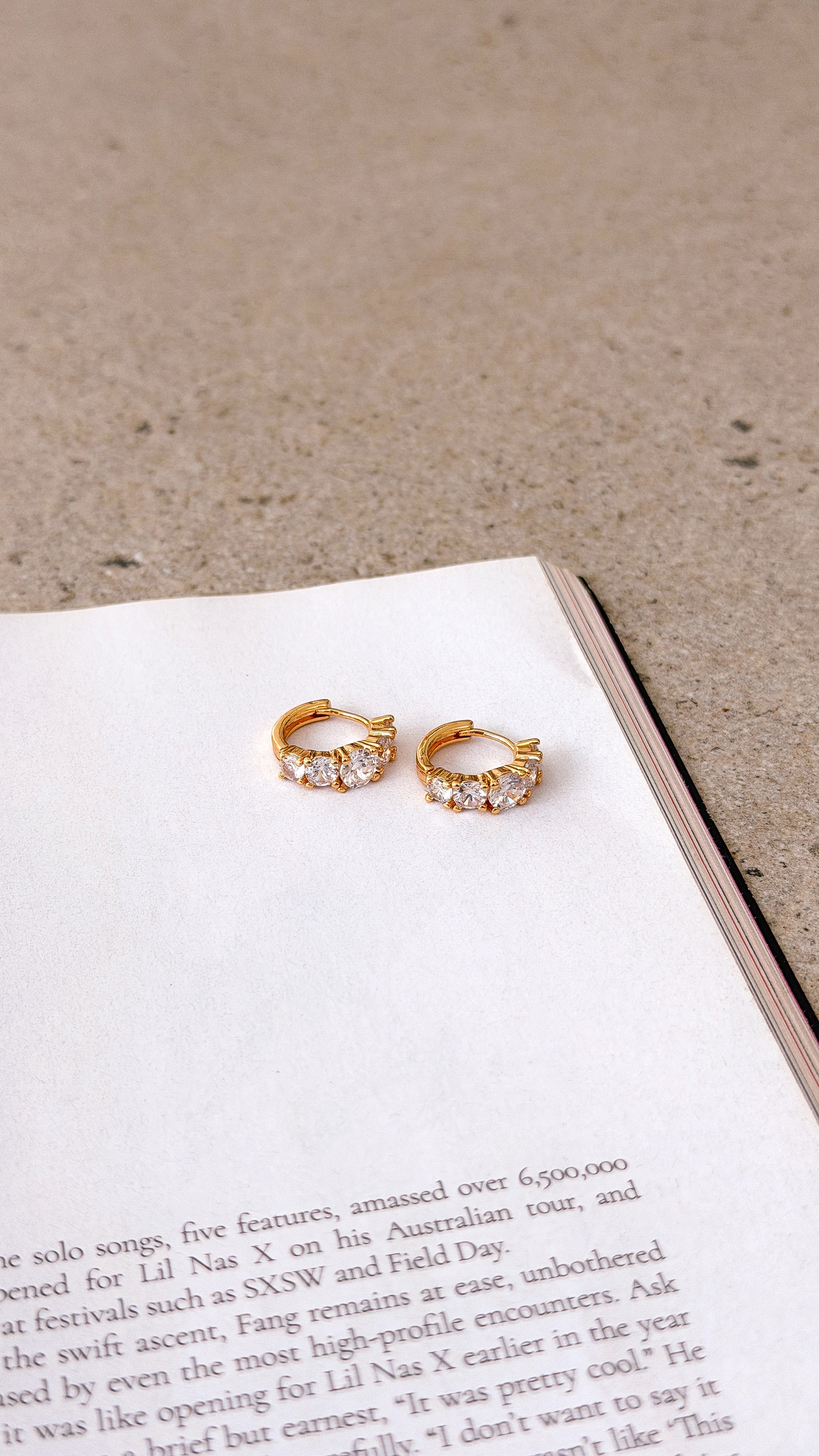 Birch Crystal 18K Gold Plated Huggie Earrings - Gold