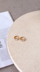 Birch Crystal 18K Gold Plated Huggie Earrings - Gold