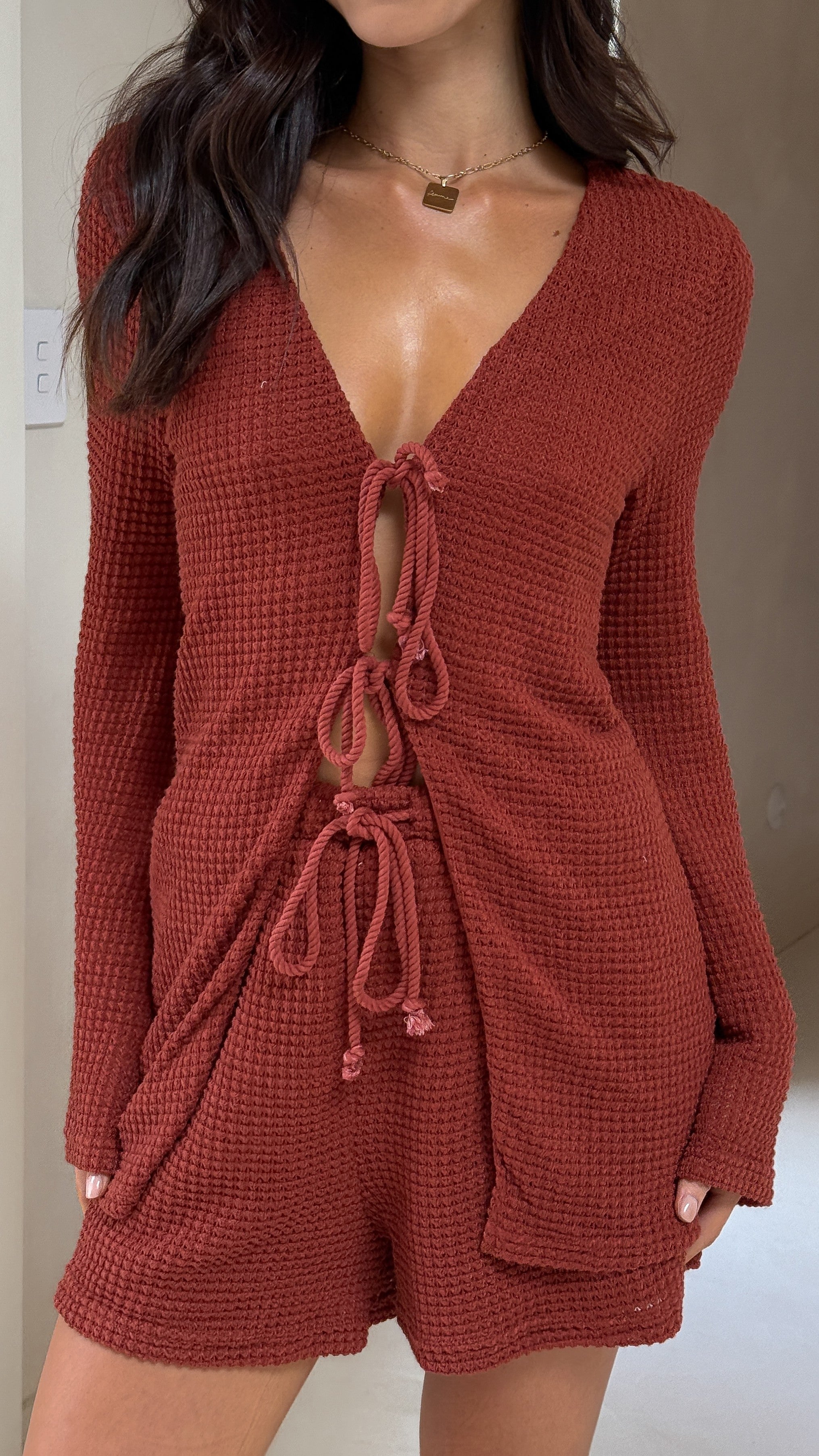 Ava Long Sleeve Top - Rust