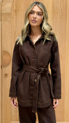 Amy Long Sleeve Top - Chocolate Denim