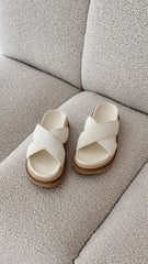 Aysha Slides - Cream Linen