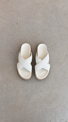 Aysha Slides - Cream Linen